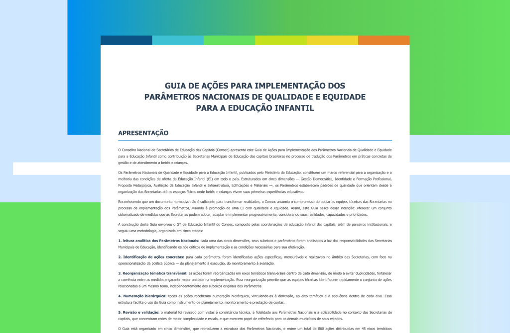Guia de Ações para Implementação dos Parâmetros Nacionais de Qualidade e Equidade para a Educação Infantil